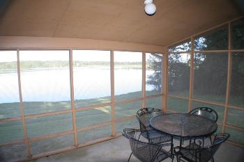 cabin tental back porch at bass fishing lake