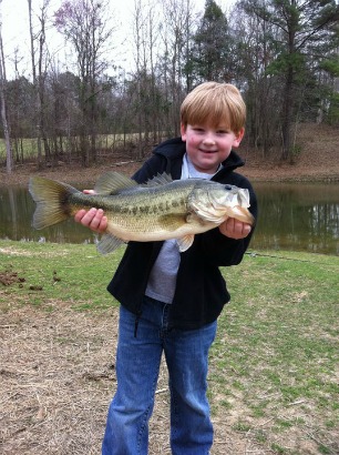 Florida bass fishing with young boy